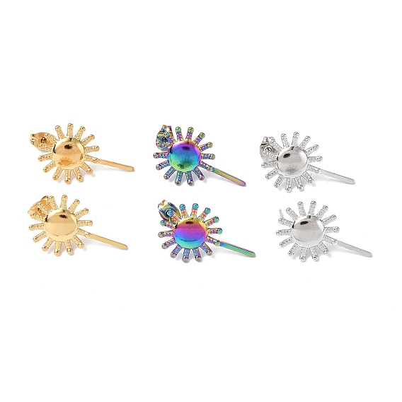 304 Stainless Steel Sun Stud Earrings for Women