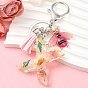 Resin & Acrylic & Faux Suede Tassel Keychain, with Alloy Clasp and Iron Rings