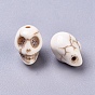 Synthetic Magnesite Beads Strands, Dyed, for Halloween, Skull