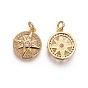 Brass Pendants, with Micro Pave Cubic Zirconia and Jump Rings, Compass, Clear