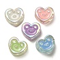 UV Plating Rainbow Iridescent Acrylic Enamel Beads, Heart with Bear Pattern