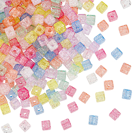 400шт. прозрачные акриловые бусины с эффектом кракелюра, кубические