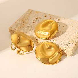 Винтаж 304 комплект из плоских круглых серег и кольца из нержавеющей стали для женщин