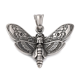 304 Stainless Steel Pendants, Butterfly with Skull Charm