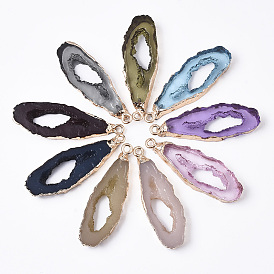 Кулон с дружескими смолами, имитация жеоды друзы дольки агата, с лёгкими позолоченными железными петлями, слеза