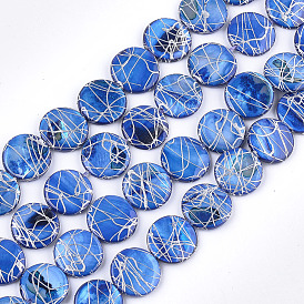 Freshwater Shell Beads Strands, Dyed and Drawbench, Flat Round