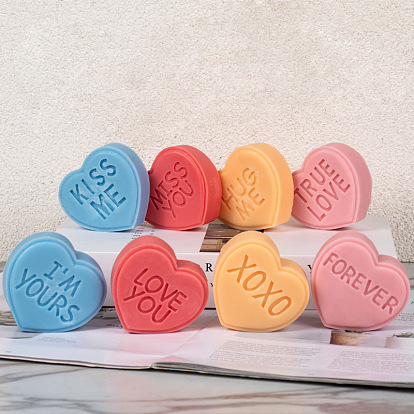 DIY Silicone Heart with Word Soap Molds, for Handmade Soap Making, Valentine's Day