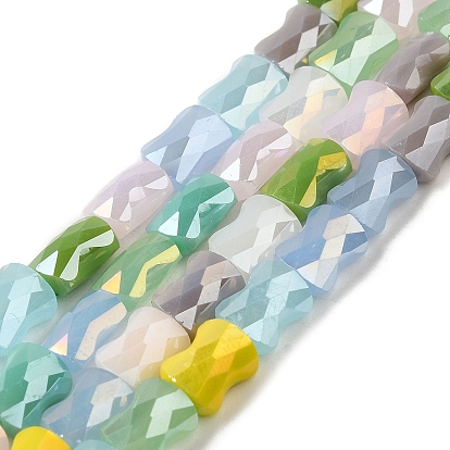 Electroplate Glass Beads Strands, AB Color Plated, Faceted, Bamboo