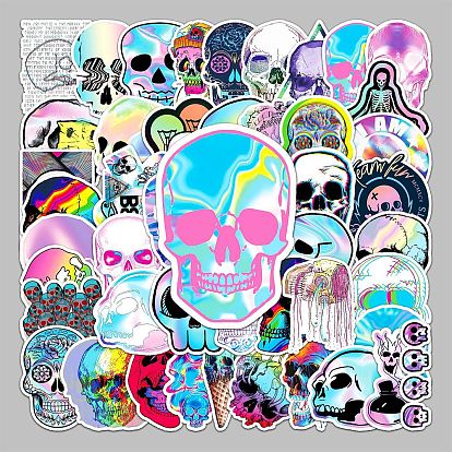 PVC Self-Adhesive Halloween Skull Stickers, Waterproof Laser Skull Decals, for Party Decorative Presents, Kid's Art Craft