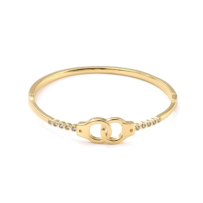 Interlock Double Ring Cubic Zirconia Bangle, Brass Hinged Bangle for Women, Lead Free & Cadmium Free