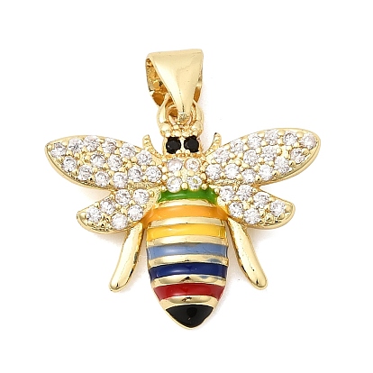 Латунные микро проложить кубического циркония подвески, с эмалью, прелести пчел, без кадмия и без свинца, долговечный, стойки покрытие
