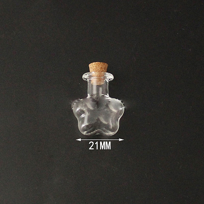 Mini contenants de perles de bouteille en verre à haute teneur en borosilicate, souhaitant bouteille, avec bouchon en liège, prunier