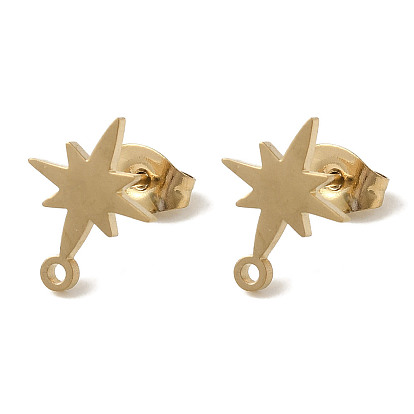 Ионное покрытие (ip) 304 детали серьги-гвоздики из нержавеющей стали, звезда