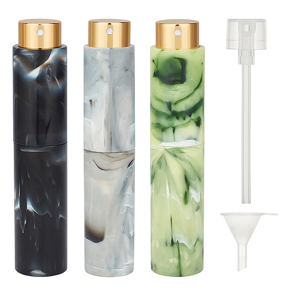 3Pcs 3 Colors Glass Aromatherapy Refillable Bottle, with 4Pcs Plastic Pump & 4Pcs Funnel Hopper