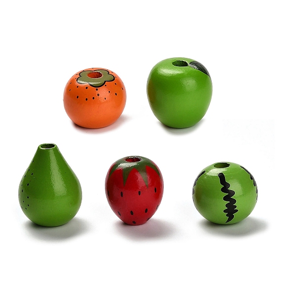 Деревянные бусины, цветные фрукты