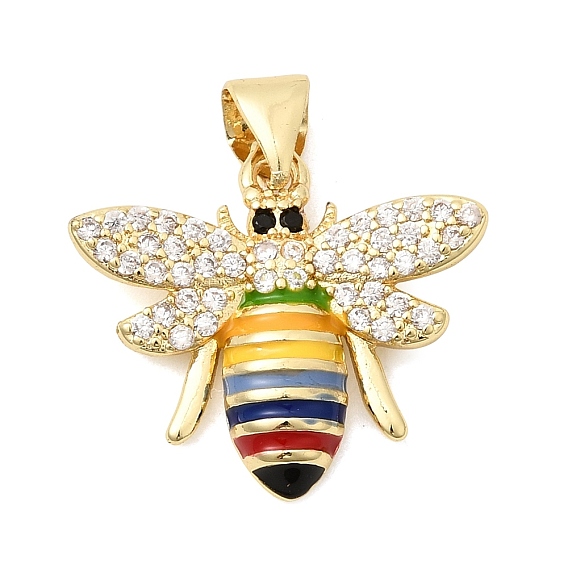 Латунные микро проложить кубического циркония подвески, с эмалью, прелести пчел, без кадмия и без свинца, долговечный, стойки покрытие