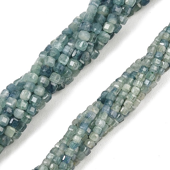 Brins de cyanite naturelle / cyanite / perles de disthène, perles cubiques à facettes taillées sur table