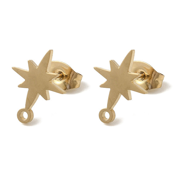 Ионное покрытие (ip) 304 детали серьги-гвоздики из нержавеющей стали, звезда