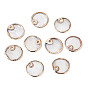 Natural Capiz Shell Pendants, with Golden Plated Brass Edge, Flat Round
