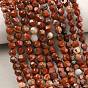 Natural Red Jasper Beads Strands, Faceted, Star Cut Round Beads