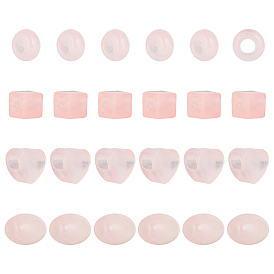 24шт 4 стили натуральный розовый кварц европейские бусины, бусины с большим отверстием, бочка, куб, сердце и рондель