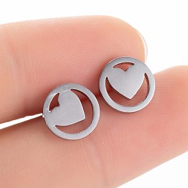 Sweet Heart Stainless Steel Stud Earrings - Geometric Jewelry for Women, Elegant and Chic.