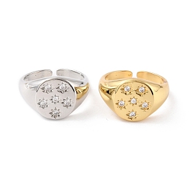 Star Cubic Zirconia Signet Ring for Her, Adjustable Cuff Finger Ring, Cadmium Free & Lead Free