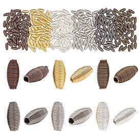 300Pcs 6 Colors Steel Spring Beads, Coil Beads, Rice, 9x4mm, Hole: 1mm