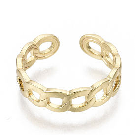 Brass Cuff Finger Rings, Open Rings, Nickel Free, Curb Chain Shape