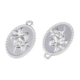 Crémaillère pendentifs en alliage placage, sans cadmium et sans plomb, ovale avec des fleurs