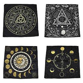 Moon/Trinity Knot/Sun Pattern Polyester Peach Skin Tarot Tablecloth for Divination, Tarot Card Pad, Pendulum Tablecloth, Square