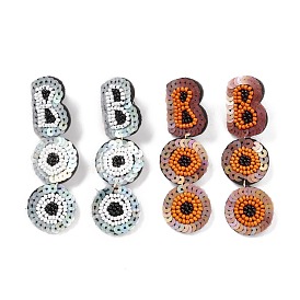 Word Boo Glass Seed Braided Dangle Stud Earrings, Halloween 316 Stainless Steel Jewelry for Women