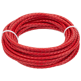 Плетеный кожаный шнур с сердечником, кожаный шнур ювелирных изделий, ювелирные изделия DIY делает материал, окрашенные, круглые, в комплекте 1 белых подарочных мешочков из органзы с завязками