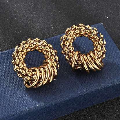 Серьги из 201 нержавеющей стали, с 304 штифтов из нержавеющей стали, ионное покрытие (ip), текстурированное кольцо