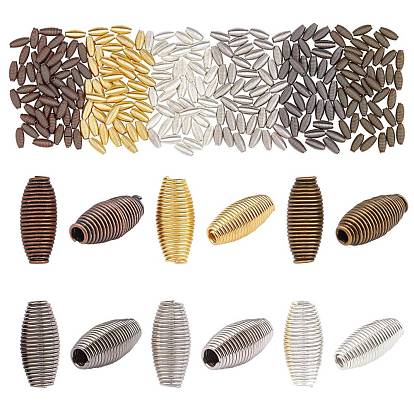 300Pcs 6 Colors Steel Spring Beads, Coil Beads, Rice, 9x4mm, Hole: 1mm