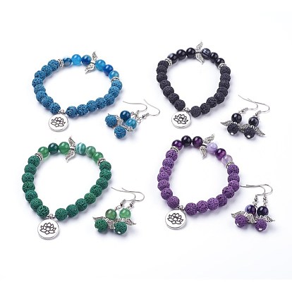 Natural Mixed Stone Jewelry Sets, Earring and Bracelets