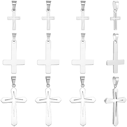 12 шт 3 стили 304 подвески из нержавеющей стали, крестик