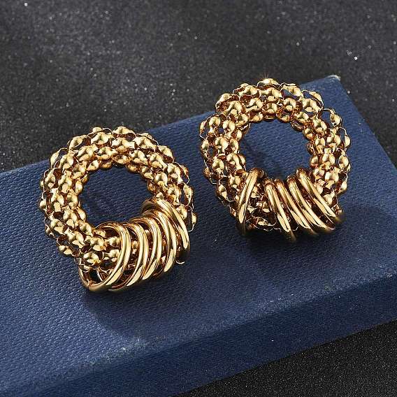 Серьги из 201 нержавеющей стали, с 304 штифтов из нержавеющей стали, ионное покрытие (ip), текстурированное кольцо