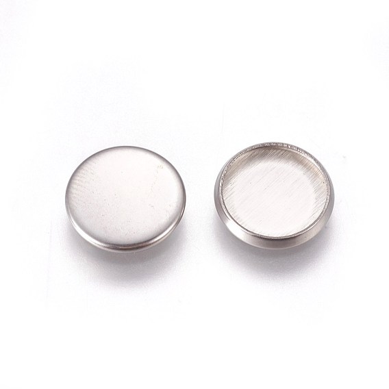 304 Stainless Steel Plain Edge Bezel Cups, Cabochon Settings, Flat Round