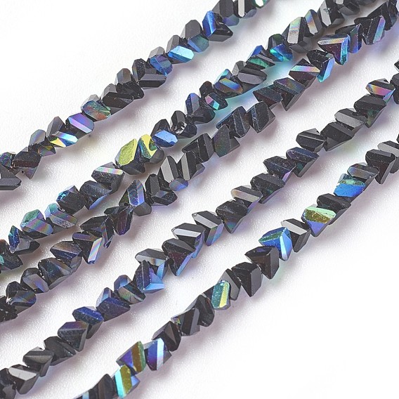 Electroplate Glass Beads Strands, AB Color Plated, Faceted, Triangle
