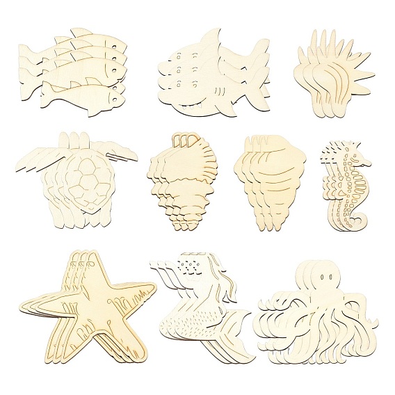 Незаконченные деревянные фигурки морских существ