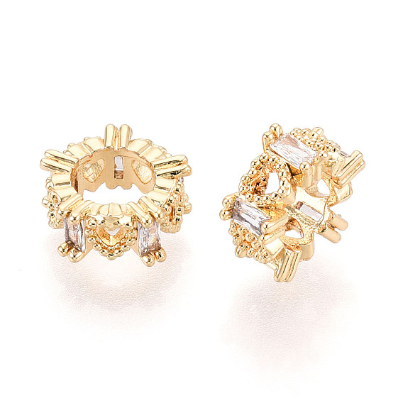 Латунь микропаве прозрачный кубический цирконий европейский бисер, бусины с большим отверстием, без кадмия, без никеля и без свинца, сердце