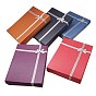 Cardboard Jewelry Set Boxes, for Necklaces, Rings and Earrings, with Bowknot, Rectangle, Mixed Color, 180x130x33mm