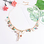 PandaHall Elite Bohemian Style Shell Bib Necklaces, with Acrylic Beads and Brass Findings, with Jewelry Cardboard Boxes