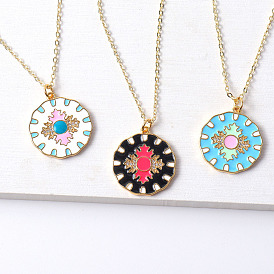 Fashionable Exaggerated Colorful Flower Pendant Necklace - European and American Style
