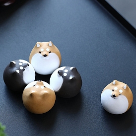 Ceramics Tea Pet Shiba Inu Figurines Statues for Home Office Desktop Ornament