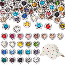 184шт 23цвета цветок пришитые стразы, стекло горный хрусталь, многожильные звенья, аксессуары для одежды