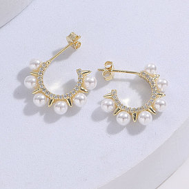 Natural Stone Earrings with Design and Style - Freshwater Pearl Zirconia Jewelry for Women