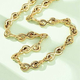 304 Цепочки-колье из нержавеющей стали с символом бесконечности для женщин и мужчин, ионное покрытие (ip)