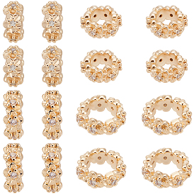 20 шт. 2 стили латунные микро-паве кубические циркониевые европейские бусины, бусины с большим отверстием, маргаритка